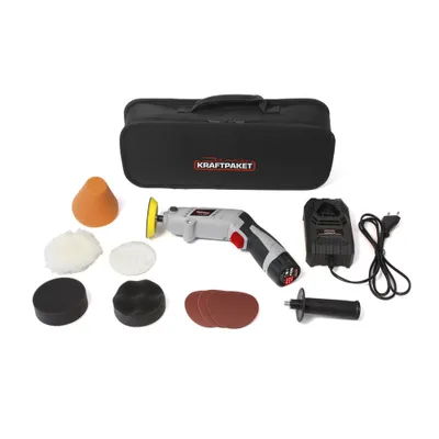 Produktbild von Dino KRAFTPAKET Akku Poliermaschine Multiplex Set 75mm Stützteller 7 x Polierpad