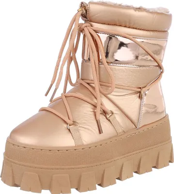 Produktbild von Ital-Design Damen Stiefeletten High-Heel Stiefeletten Plateaustiefeletten Schnürstiefeletten Warm gefüttert , Synthetikoptik Snowboots 87283963 Gold Gr. 40