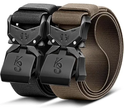 Produktbild von Taktischer Gürtel Herren 2er Set 38mm Nylon mit Metallschnalle verstellbar 105cm Schwarz/Hellbraun