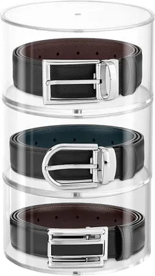 Productafbeelding van 3-Laats belt organiser - Doorzichtig ronde opslag kast riem houder - Stapelbare plastic organizers - Sieraden