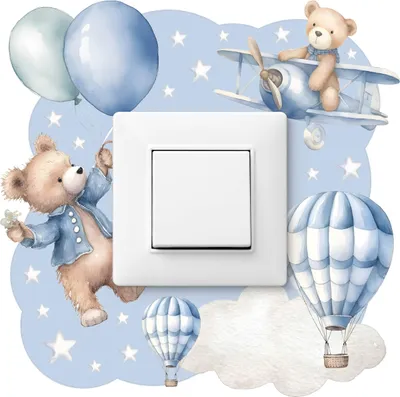 Obrázek produktu pro Nástěnné tetování TEDDYBÄREN balónky hvězdy mraky 20x20cm samolepka pro dětský pokoj