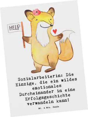 Produktbild von Mr. & Mrs. Panda Grußkarte Sozialarbeiterin Erfolg - Weiß - Geschenk, bildkarte, Postkarten, Geduld, Ansichtskarte, Berufe, handgefertigte Geschenke, Veränderungen, Beruf