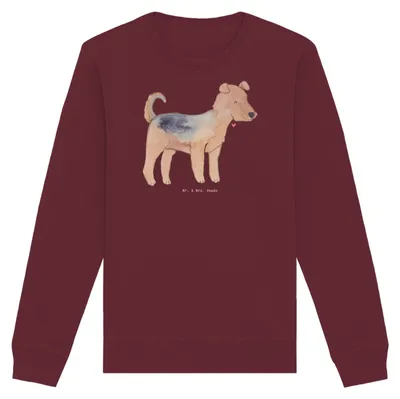 Produktbild von Mr. & Mrs. Panda Organic Sweatshirt Airedale Terrier Moment Größe XS - Burgundy - Geschenk, Pullover, Baumwoll, Sweater, Pulli