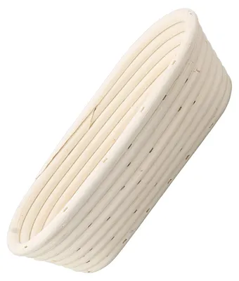 Zdjęcie produktu dla Zestaw do wyrastania chleba, 25 cm, owalny, z naturalnego rattanu, koszyk do wyrastania chleba na zakwasie, skrobaczka do ciasta, wkładka z tkaniny, pędzelek