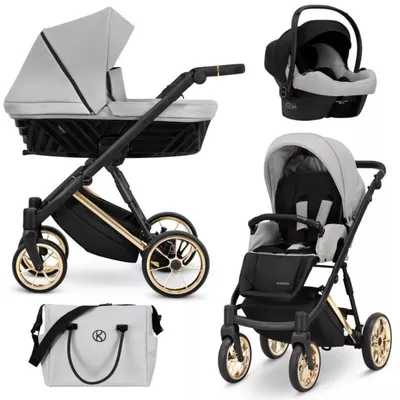Produktbild von Kinderwagen Kunert Ivento Premium 3in1 - goldene Rahmenfarbe - Farbe: Taubengrau