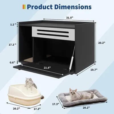 Immagine prodotto di Mobili Katzenklo - Mobiletto nascosto per la lettiera dei gatti - Porta a ribalta - Ampia superficie - Ventilato - Toilette chiusa - Nero