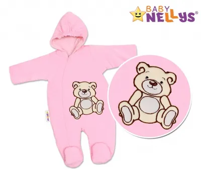 Baby Nellys Zimný overal/kombinéza Medvedík - ružový