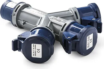 Zdjęcie produktu dla Famatel adapter przemysłowy 15010 3p+t 3 gniazda 32a 380v szary szary jeden rozmiar