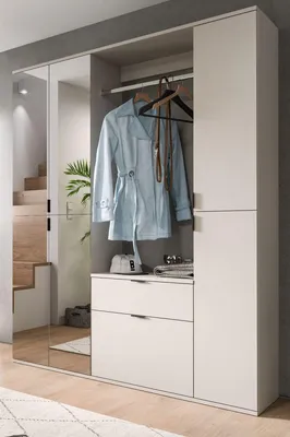 Produktbild von Garderobe Set "Line-Up" in Kaschmir mit Schuhschrank und Spiegel 152 x 193 cm