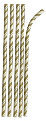 Produktbild von 24 goldene Papier-Strohhalme flexibel gestreift 19,7 cm - Einheitsgröße