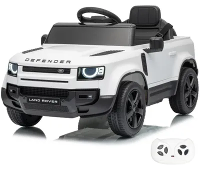 Obrázek produktu pro Land Rover Defender 90, elektrické dětské auto, 12V, pro děti od 1 do 5 let – akumulátorové auto s dálkovým ovládáním, EVA pneumatikami a bezpečnostním 3-bodovým pásem – akumulátorové vozidlo s funkčními dveřmi a MP3 přehrávačem – bílá barva