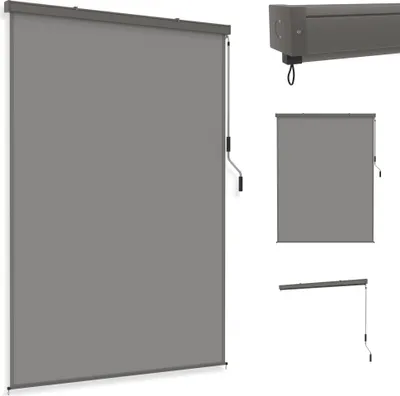 Image de UISEBRT 180×250cm Gris Store vertical Store extérieur pour terrasse et balcon, store vertical avec manivelle, résistant aux UV, protection solaire pour fenêtres