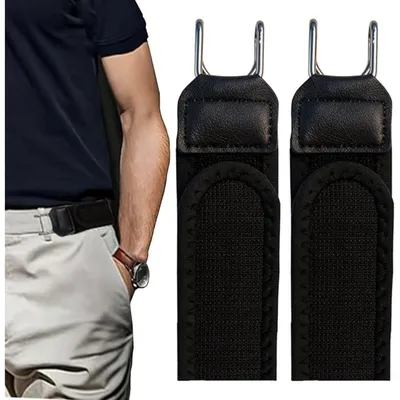 Produktbild von INF Unsichtbar Stretchgürtel 2er-Set Polyester Haken 15cmx3.8cm für Hosen Schwarz