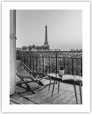 Produktbild von Poster - Poster ohne Rahmen - Schwarzweiß Paris Balkon - 40x50 cm - Wand Bild - Wanddeko - Wandbilder - Kunstposter - Wandposter - Bilder - Kunstdruck - Wanddekoration - Wandbild - P2XPA40x50-4595