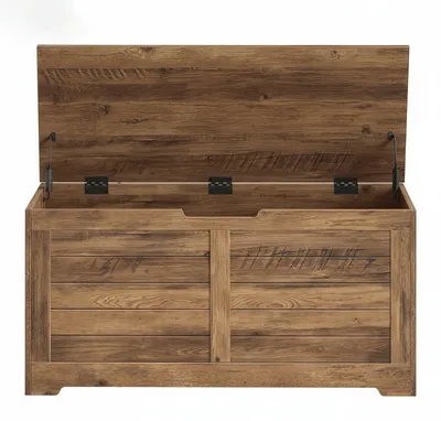 Produktbild von Schuhbank mit Stauraum und Sicherheitsscharnieren | Honigbraun | 100x40x46 cm