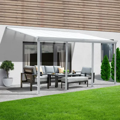 Produktbild von HOME DELUXE - Terrassenüberdachung SOLIS - Weiß - B/T/H: 618 x 303 x 226/278 cm - inkl. Hohlkammerplatten, Montagematererial I Carport Pavillion Pergola