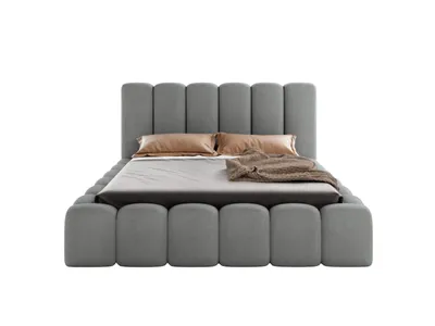 Produktbild von LUXKOR24 Polsterbett VELORA 200x200cm mit Bettkasten & Metallgestell - Bouclé Stoff GRAU GERRA