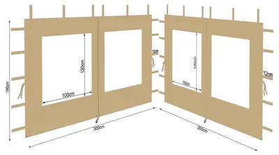 Obrázek produktu pro 2 polyesterové boční panely s oknem, rozměry 300x195 cm, určené pro altán