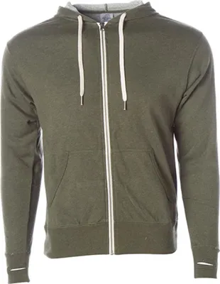 Produktbild von Independent PRM90HTZ | Damen Midweight French Terry Zip Hood - Farbe: Olive Heather - Größe: S