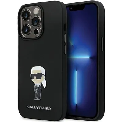 Produktbild von Fall Karl Lagerfeld Silikon Ikonik Metall Pin Na Iphone 14 Pro Max - Czarne