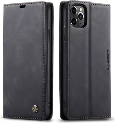 Produktbild von iPhone 11 Pro Max Hülle, LaimTop Retro Kunstledertasche TPU Innere, Kartenfächer, Magnetverschluss, Klapphülle mit Standfunktion Schutzhülle für iPhone 11 Pro Max Schwarz