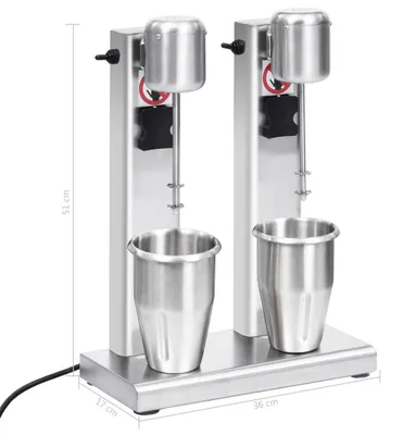 Produktbild von vidaXL Milchshake-Mixer mit zwei Bechern Edelstahl 2 L