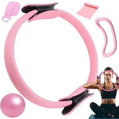 Image de Ensemble de 5 anneaux de yoga : idéal pour les étirements, le renforcement musculaire, à utiliser à la maison ou en salle de sport