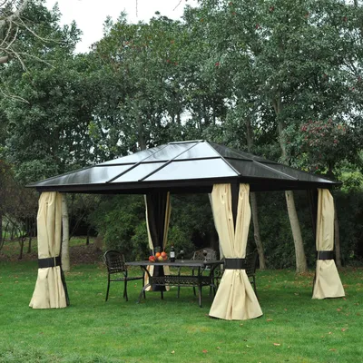 Zdjęcie produktu dla Outsunny Pawilon Ogrodowy Pawilon Aluminiowy Namiot Imprezowy Namiot Ogrodowy z Półprzezroczystym Dachem PC 420 x 360 x 275 cm