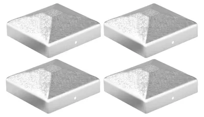 4er-Set Vierkante Rohrkappen 10x10 cm, Metallpfostenkappen