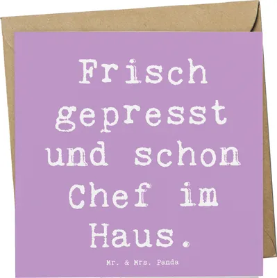 Produktbild von Mr. & Mrs. Panda Grußkarte Spruch Baby Chef - Lavendeltraum - Geschenk, Klappkarte, handgemacht, Babygeschenke, humorvoll, Familienleben, anlasskarte, doppelkarte