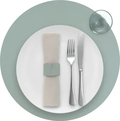 Produktbild von Platzdeckchen Skinnatur "Icy Grey" - Platzsets - Tischset - Rund - Recyceltes Leder - Blau/Grau - 38cm - 1 Stück