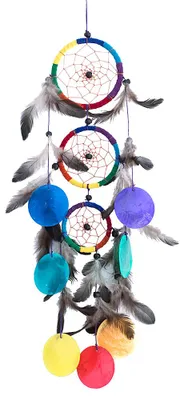 Produktbild von Traumfänger Mobile mit 3 Traumfängern und Capiz Muschel Leder 9 x 50cm
