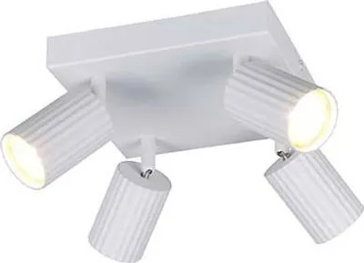 Image de Plafonnier, métal, blanc, 4 ampoules, orientable, L 20 cm