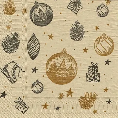 Produktbild von 200x Weihnachtsservietten 3-lagig 33 x 33 cm Weihnachtskugeln