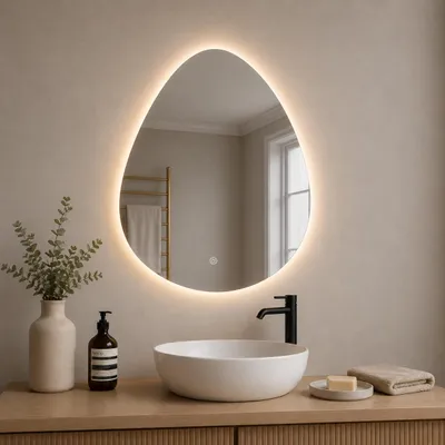 Obrázek produktu pro SensaHome Zrcadlo do koupelny Oliver s LED osvětlením – stmívatelné – 2700K/4500K/6400K – asymetrické – 60x80 cm