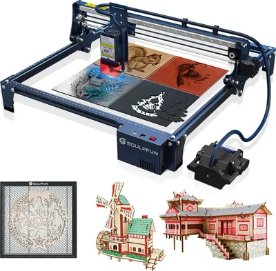 Produktbild von Sada gravírovacího stroje SCULPFUN S30 PRO MAX - S30 PRO MAX, automatická vzduchová podpora a voštinová deska 400*400 mm