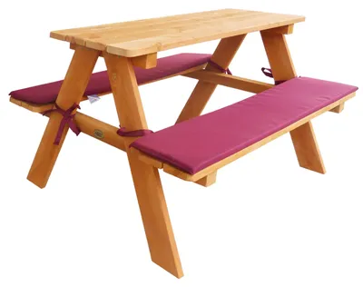 Produktbild von HABAU Kinderpicknickbank mit Polsterauflage, 89 x 79 x 50 cm, Braun