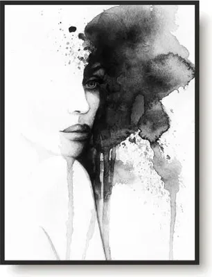 Immagine prodotto di Poster in bianco e nero, murale, donna, acquerello, per camera da letto, soggiorno
