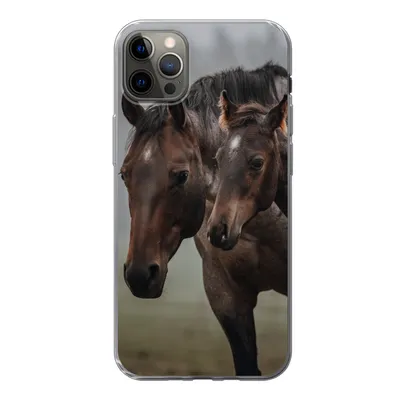 Produktbild von MuchoWow® Handyhülle Schutzhülle Hülle für iPhone 13 Pro Max Pferde - Nebel - Landschaft Silikon Softcase Handy Hülle - Mobiltelefon