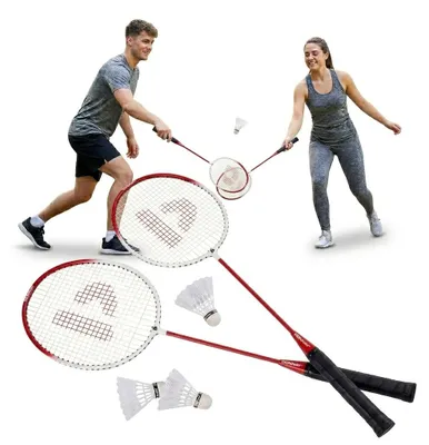 Obrázok produktu pre Sada na bedminton – košíky a rakety do záhrady a na pláž – Donnay, červená