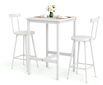 Imagen del producto de Conjunto de mesa alta con taburetes - Diseño industrial en blanco - 92 cm de altura