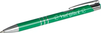 Produktbild von Kugelschreiber mit Gravur "Viel Glück" / aus Metall / Farbe: mittelgrün