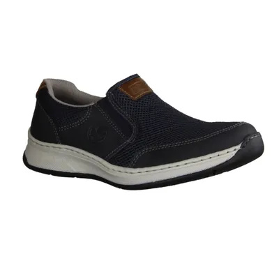 Produktbild von Rieker 14363-14 Slipper, Herren, sportlich, Materialmix, Blau, extra Weit - Herrenschuhe Slipper, Blau, leder/synthetik