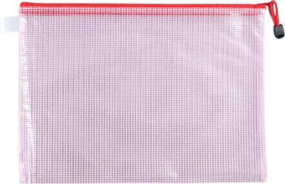 Image de INF Sacs à documents A5 en plastique avec fermeture éclair, paquet de 12 Rouge