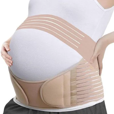 Produktbild von Schwangerschaftsgürtel – Bauchband zur Unterstützung – Stützgürtel für Schwangere – Atmungsaktives Material – Größe L – Beige