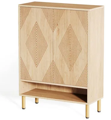 Produktbild von Schuhschrank mit 2 Türen 73x35x115cm Weiß Goldfarbener Metallrahmen 6-stöckig für 25 Paar Schuhe