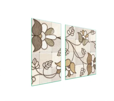 Produktbild von Herdabdeckplatten 2 teilig 90x52 Glaskeramikkochfeld Abdeckung Glas Schneidebrett Muster Blumen