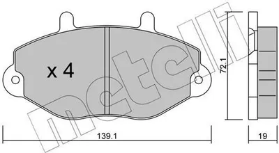 Produktbild von METELLI Bremsbeläge Satz Vorne Bremsklötze für FORD TRANSIT MK-5 Bus (E) 22-0195-0