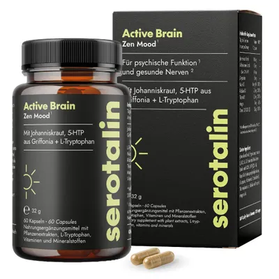 Produktbild von Serotalin Yellow Johanniskraut Kapseln | 60 Kapseln | mit 5-HTP und L-Tryptophan | 60 Kapseln | Happy Mood Tabletten | 2-Monatsvorrat | vegan