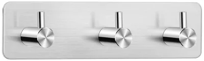 Imagen del producto de Soporte para toallas autoadhesivo de acero inoxidable, sin necesidad de taladrar, con 3 ganchos